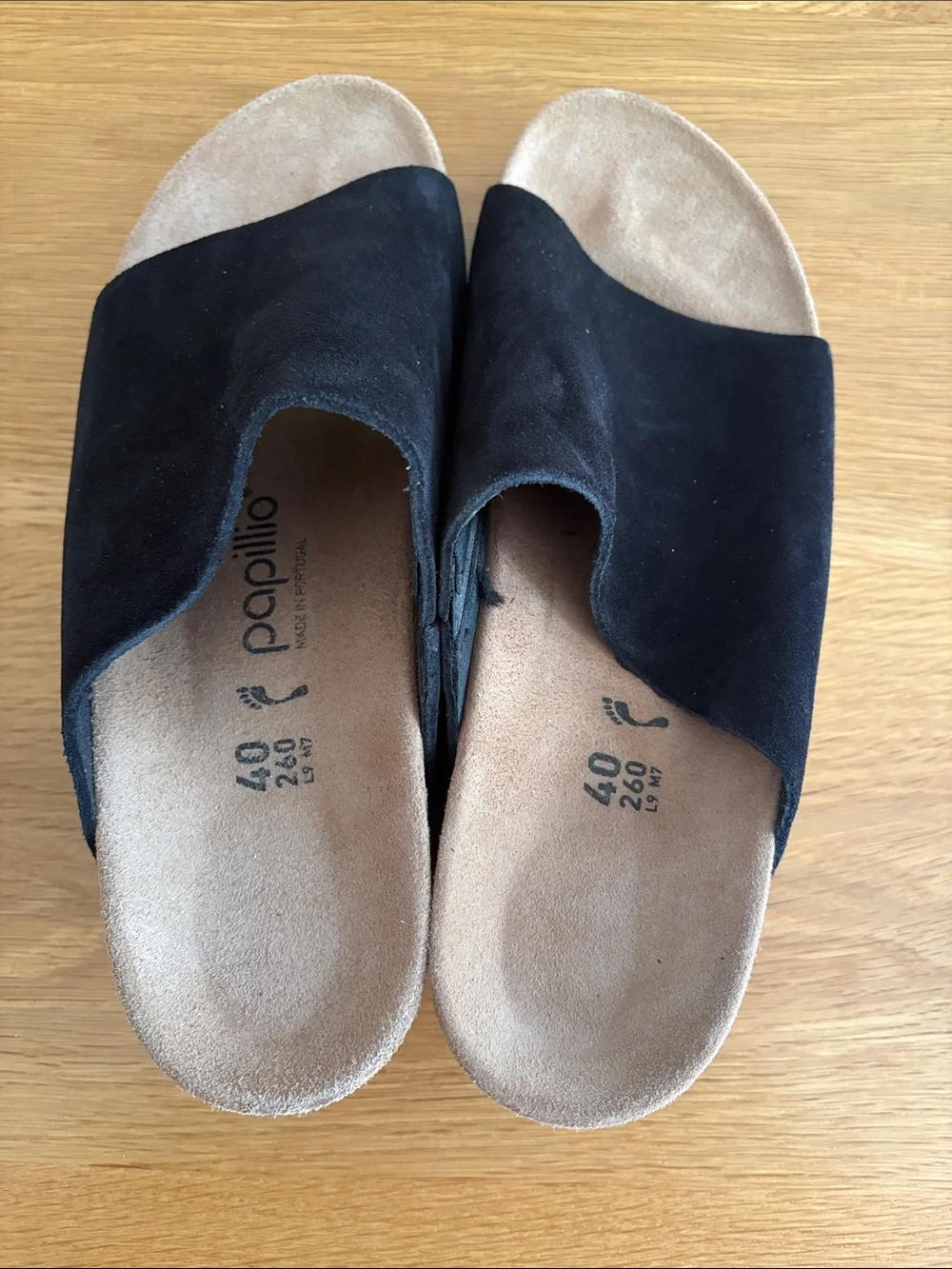 Papillio Black Suede Open-Toe Slide Sandals